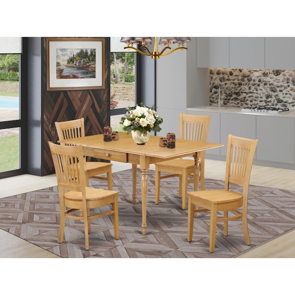 East West Furniture 5 Piece Monza Wooden Dining Table Set - Oak MZVA5-OAK-W - main